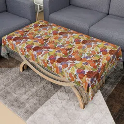 Kuber Industries White Waterproof Plastic 4-Seater Table Cover-11