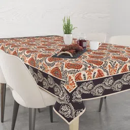 Astitva Brown Anti-Slip Cotton 6-Seater Table Cover-image-84