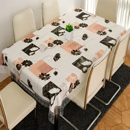 Kuber Industries Cream & White Floral Anti-Skid 6-Seater Table Cover-image-39
