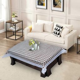 DREAM CARE Grey & Blue Floral Printed Waterproof Rectangular 2 Seater Center Table Cover-17