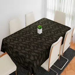 Kuber Industries Black Ethnic Motifs Cotton 6-Seater Table Cover with Embroidered details-23