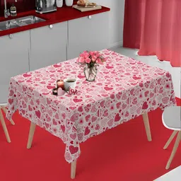 HOME COLORS.IN Red & White Abstract Printed 4 Seater Table Cover-11