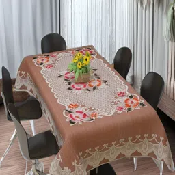 REVEXO Pink & White 4-Seater Floral Printed Table Cover-23