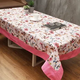 Soumya Pink Floral Printed 2-Seater Table Cover-image-92