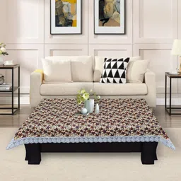 DREAM CARE Beige & Maroon Floral Printed Waterproof Rectangular Center Table Cover-6