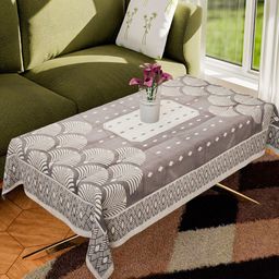 Kuber Industries Brown & White Printed Cotton Square 4-Seater Rainbow Design Table Cover-10