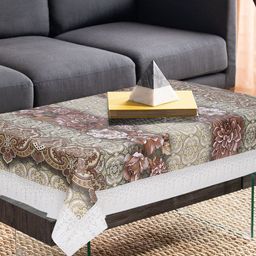 Dakshya Industries White & Brown Printed 4 Seater Table Cover-13