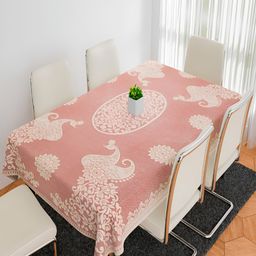 Kuber Industries Maroon Cotton 6-Seater Table Cover with Embroidered details-56