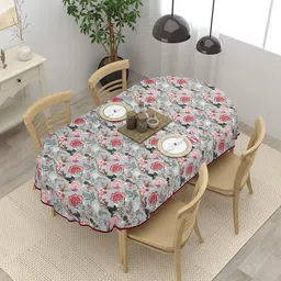 Clasiko Blue & Pink Ethnic Motifs Printed Cotton 4-Seater Table Cover-25