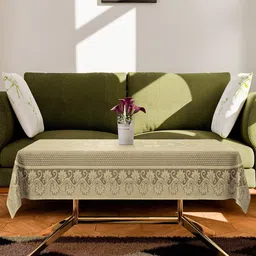 Kuber Industries Cream-Colored Printed Cotton Stain-Resistant 4-Seater Coffee Table Cover-23