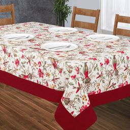 SHADES of LIFE Red & Beige Printed Cotton 6-Seater Table Cover-42
