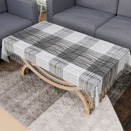 Kuber Industries Grey Waterproof Plastic 4-Seater Table Cover-12
