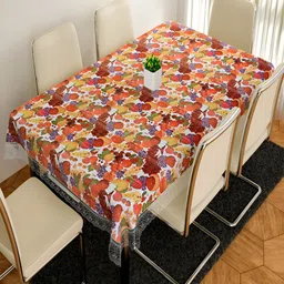 Kuber Industries Red Printed 6-Seater Table Cover-24