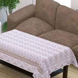 TANLOOMS Cream-Coloured Floral Embroidered Net Cotton Rectangle Table Cover-29