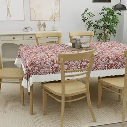 Clasiko Brown & White Ethnic Motifs Printed Rectangular Shaped 6-Seater Table Cover-10