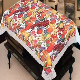 REVEXO White & Yellow Fruit Printed Rectangle 4-Seater Table Covers-23