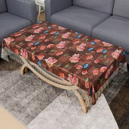 Kuber Industries Maroon Floral Waterproof Plastic 4-Seater Table Cover-image-39