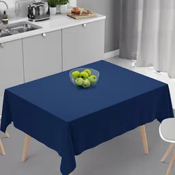HOME COLORS.IN Navy Blue Heat Resistant 4 Seater Square Cotton Table Cover-40
