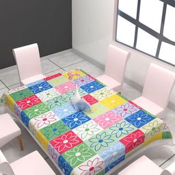 Aura White & Green Floral 6 Seater Rectangle  Table Cover-26