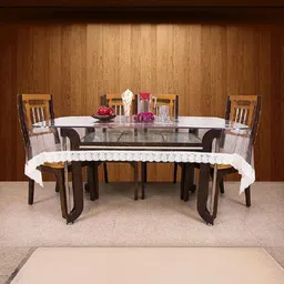 Kuber Industries Transparent Ethnic Motifs Plastic 6-Seater Table Cover with Embroidered details-image-23
