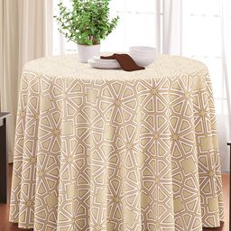 HOME COLORS.IN Printed Pure Cotton Beige & White 6-Seater Table Cover-picture-51