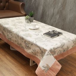 Soumya Green & Beige Floral Printed Rectangle Cotton Table Cover-9