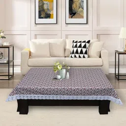 DREAM CARE Grey & White Floral Printed Waterproof 2 Seater Table Cover-24