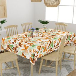 EverHOME Brown & Green Tropical Printed Cotton 6 Seater Table Cover-image-62