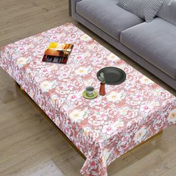 Dakshya Industries Brown & White Floral Printed Rectangular 4-Seater Table Cover-27