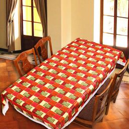 Aura Red & Green Floral 6 Seater Rectangle Table Cover-25