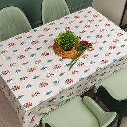 URBAN SPACE Red & White Floral Printed Pure Cotton 4-Seater Table Covers-38