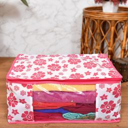 Home Fresh Pink Set of 4 Floral Saree Organizers-32