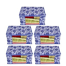 Home Fresh Pack Of 5 Blue Printed Saree Organisers-34