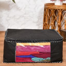 Home Fresh Set Of 8 Black Solid Saree Covers-82