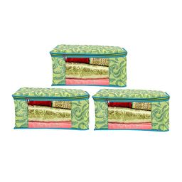 Home Fresh Pack Of 3 Green & Transparent Printed Organisers With Viewing Window-24