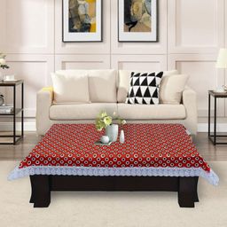 DREAM CARE Red & Blue Floral Printed Waterproof Rectangular 2 Seater Center Table Cover-9