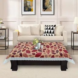 DREAM CARE Beige & Brown Floral Rectangular Waterproof 2 Seater Center Table Cover-20