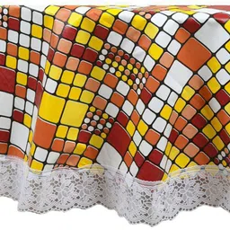 Dakshya Industries Brown Printed PVC 6 Seater Table Covers image 2