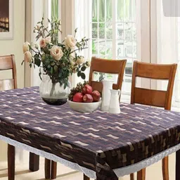 Kuber Industries Brown & White Geometric Printed 6 Seater Rectangular Table Cover image 4