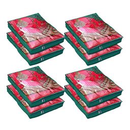 Kuber Industries Set Of 8 Green & White Embroidery Design Saree Covers-image-3