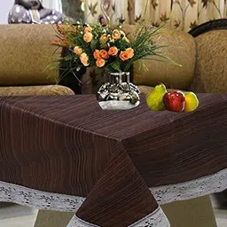 REVEXO Brown & White Printed 4-Seater Rectangle Shaped Table Cover image 2