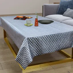 Dakshya Industries Grey Checked Rectangular 4-Seater Table Cover image 3