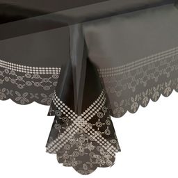 Kuber Industries Black Printed Bordered Rectangular 4-Seater Center Table Cover image 2