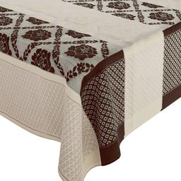Kuber Industries Cream Colored & Brown Printed Cotton Table Cover image 2