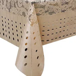 Kuber Industries Brown Self-Design 6-Seater Rectangular Table Cover image 2