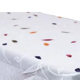 Kuber Industries White & Pink Self Design 6 Seater Rectangular Table Cover image 5