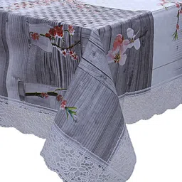 Kuber Industries Grey & Pink Printed 6-Seater Rectangular Table Cover image 2
