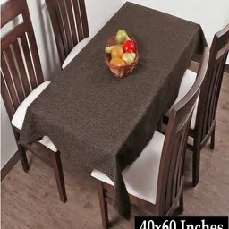 Kuber Industries Brown Self-Design Cotton 4-Seater Rectangular Table Cover image 5