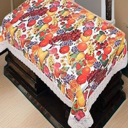REVEXO White and Red Printed 4-Seater Table Cover image 4