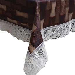 Kuber Industries Brown & White Geometric Printed 6 Seater Rectangular Table Cover image 3